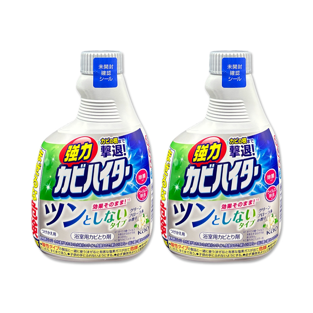 (2瓶)日本KAO花王-浴室免刷洗強力除黴清潔劑補充瓶360ml/瓶-溫和花香