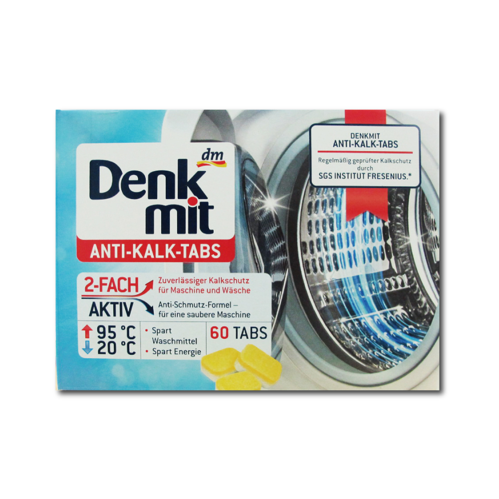 德國原裝DM Denk mit-洗衣機槽汙垢清潔錠 60顆/盒 獨立包裝(滾筒式和直立式皆適用)
