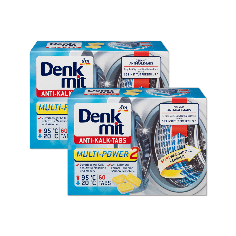 (2盒)德國原裝DM Denk mit-洗衣機槽汙垢清潔錠 60顆/盒 獨立包裝(滾筒式和直立式皆適用)