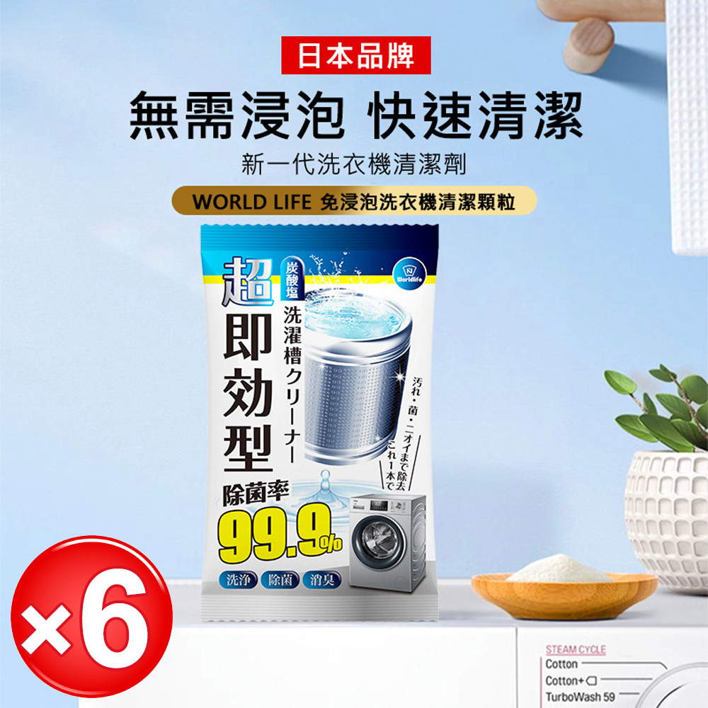 日本World life 洗衣機清潔劑/洗衣槽清潔顆粒-100g×6袋 免浸泡