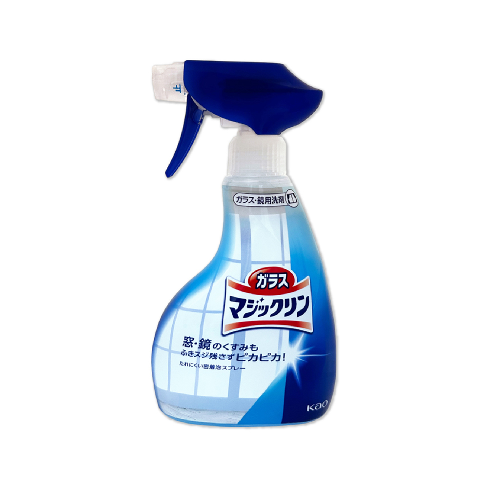 日本KAO花王-玻璃鏡面去汙光亮濃密泡沫噴霧清潔劑400ml/藍白瓶