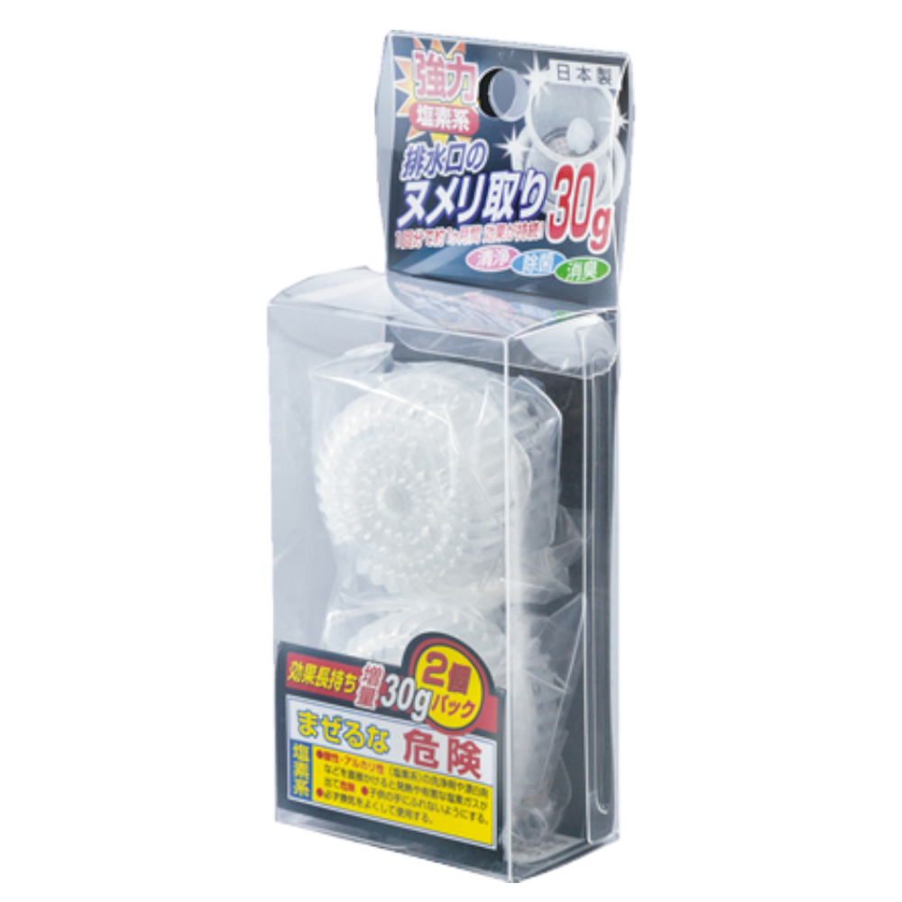日本 不動化學 廚房排水口清潔錠 超級黏液去除 塩素系 30gx2(2入組)