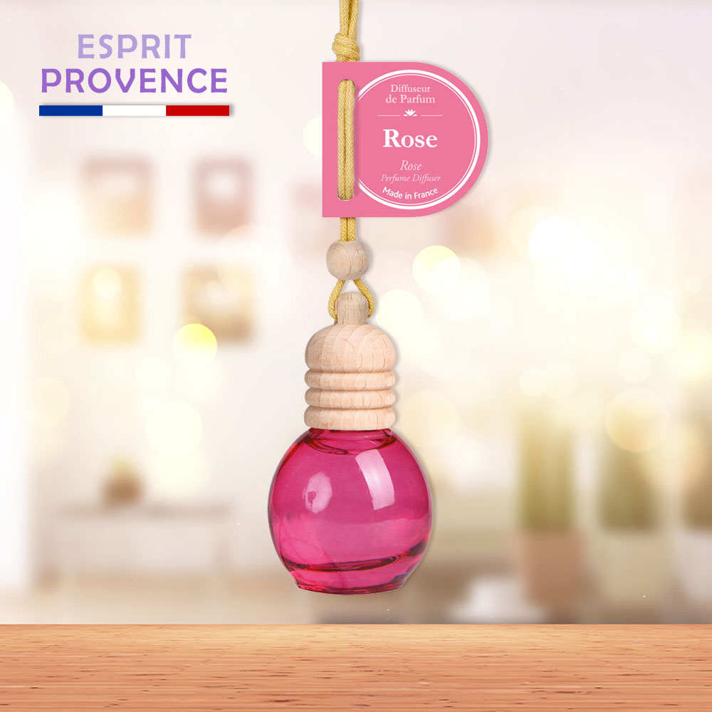 法國ESPRIT PROVENCE 車用吊掛芳香劑 -柔和甜美玫瑰10ml