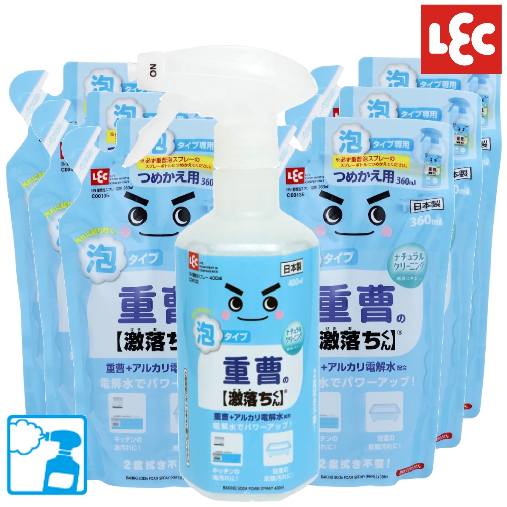 [日本LEC 小蘇打泡沫清潔劑優惠組 (400mlx1瓶+360mlx6包)