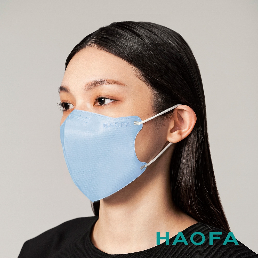 HAOFA氣密型99%防護立體醫療口罩-粉藍色(30入)