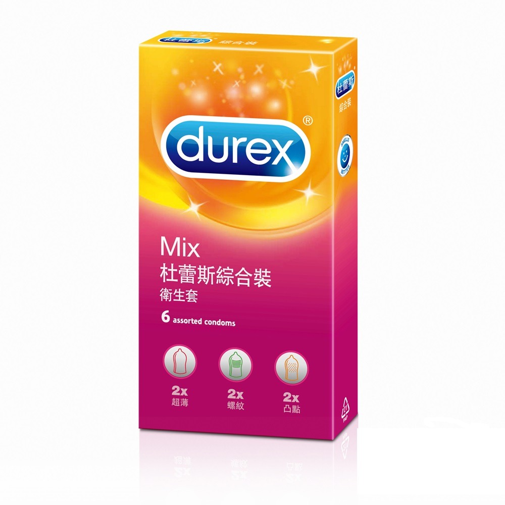 Durex杜蕾斯-綜合裝 保險套(6入)(超薄+凸點+螺紋)