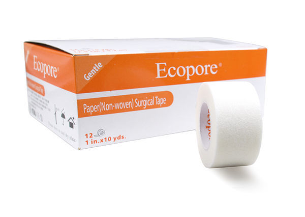 Ecopore水波紋透氣膠帶 白色 1吋(12入/盒)