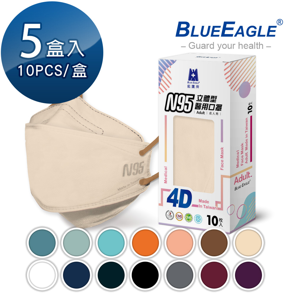 【藍鷹牌】N95 4D立體型醫療成人口罩 10片x5盒