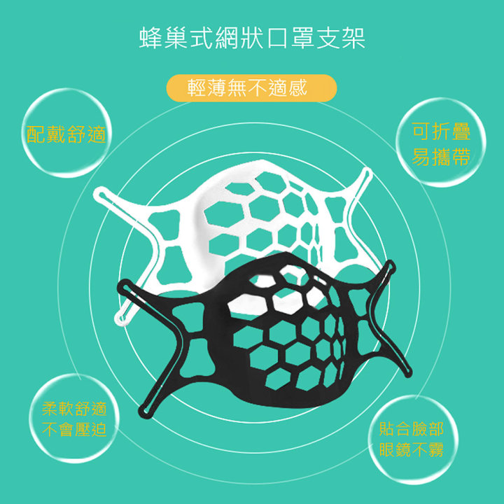 蜂巢式立體口罩支架 口鼻分離 可水洗迴圈使用 口罩神器 矽膠 透氣支架 口罩架 防掉支撐架