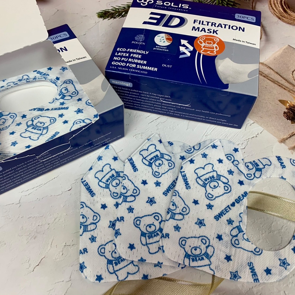 SOLIS 3D防護型口罩－小熊(盒裝/30片)10盒
