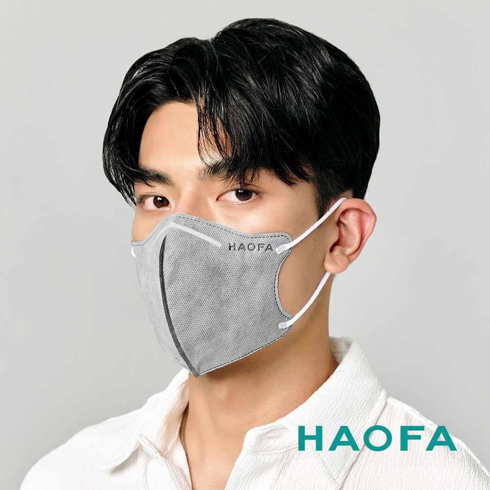 HAOFA氣密型99%防護立體醫療口罩活性碳款-礫石碳(30入)