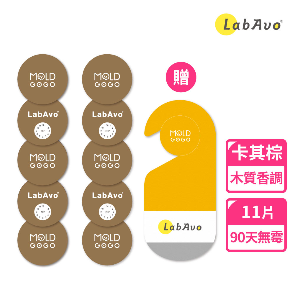 MoldGoGo防黴大圓卡10入組 卡其棕+Pantone吊卡1入 炙熱橘