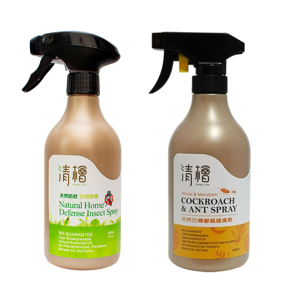 【Hinoki Life 清檜】天然防蟑螂螞蟻噴劑500ml/瓶 買就送天然防蚊空間噴霧500ml/瓶