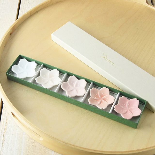 【日本深山miyama】美濃燒 漸層5色櫻花筷架5入組禮盒