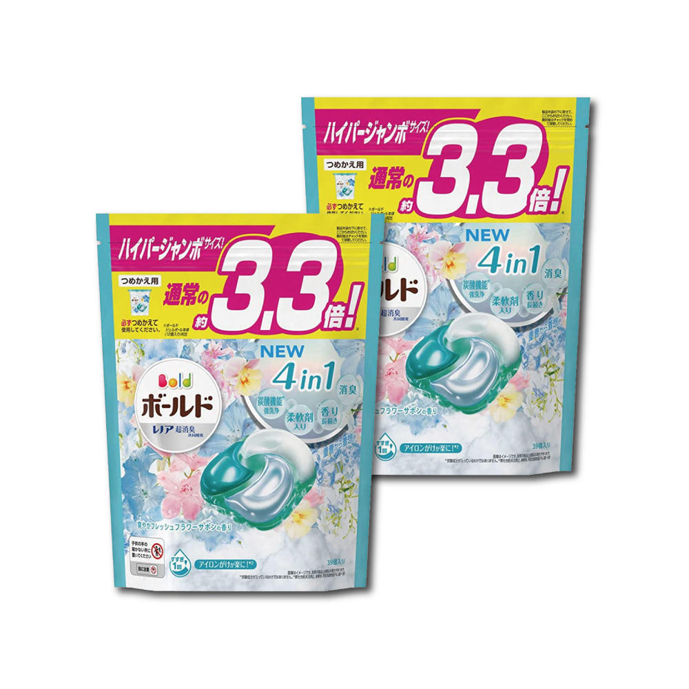 日本P&G Bold新4D炭酸機能4合1洗淨消臭柔順香氛洗衣球39顆/袋 (洗衣機槽防
