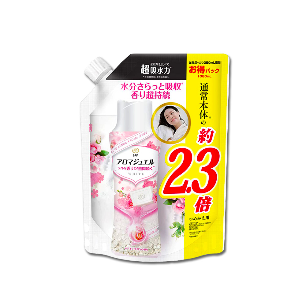 日本P&G蘭諾 長效約12週衣物顆粒香香豆大容量補充包1080ml/袋－清新皂香(