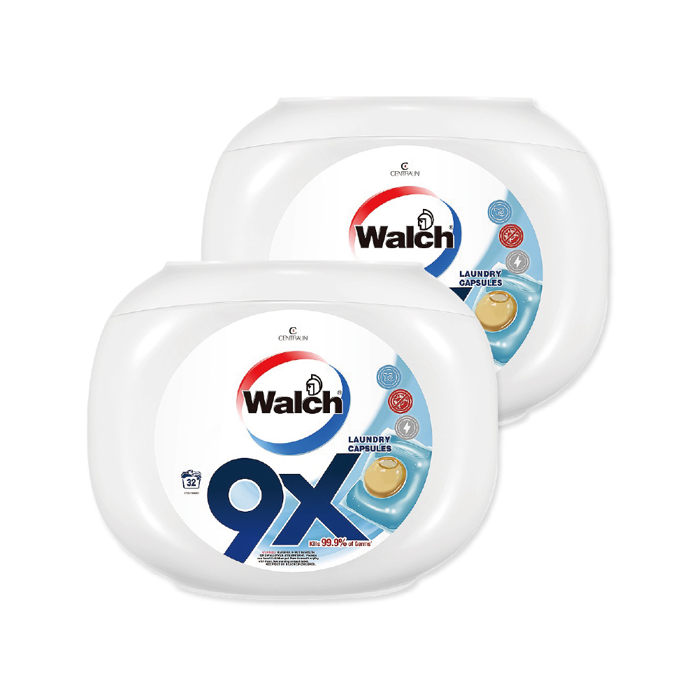 (2罐64顆超值組)Walch威露士 9倍深層洗淨酵素去漬除臭柔軟香氛金球洗衣凝