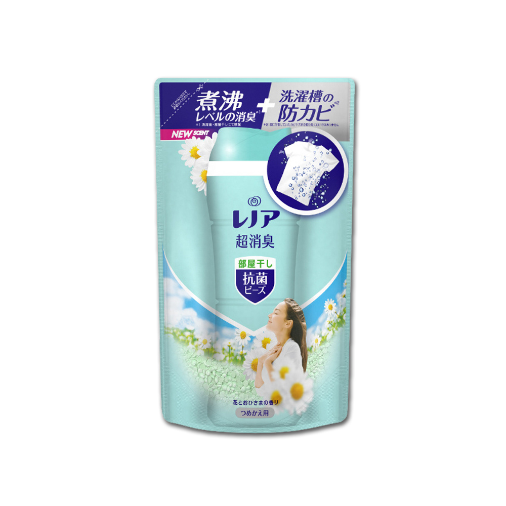 日本P&G Lenor蘭諾-超消臭汗味衣物除臭芳香顆粒香香豆補充包430ml/袋-室內