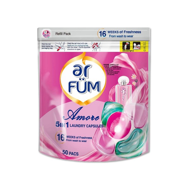 德國 AR FUM紡優美-5效合1酵素除垢柔順護衣護色芳香洗衣凝膠囊球50顆/袋-