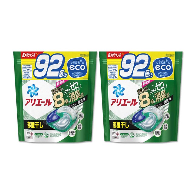 (2袋組)日本P&G-Ariel 8倍消臭酵素強洗淨去污洗衣凝膠球92顆/袋(洗衣膠囊)-
