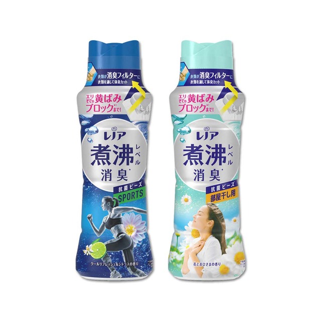 (2瓶組)日本P&G Lenor蘭諾-汗味衣物除臭芳香顆粒香香豆420ml/瓶-運動清爽+室