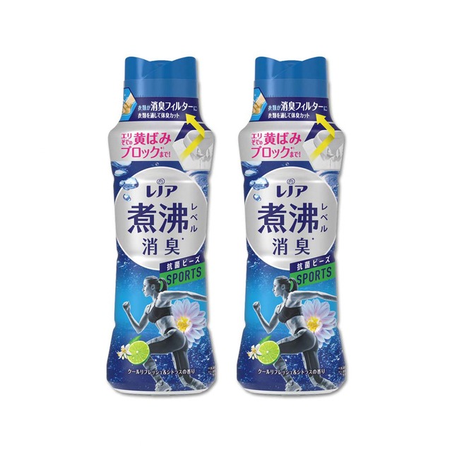(2瓶組)日本P&G Lenor蘭諾-超消臭汗味衣物除臭芳香顆粒香香豆420ml/瓶-運動