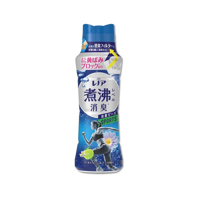 日本P&G Lenor蘭諾-超消臭汗味衣物除臭芳香顆粒香香豆420ml/瓶-運動清爽(藍