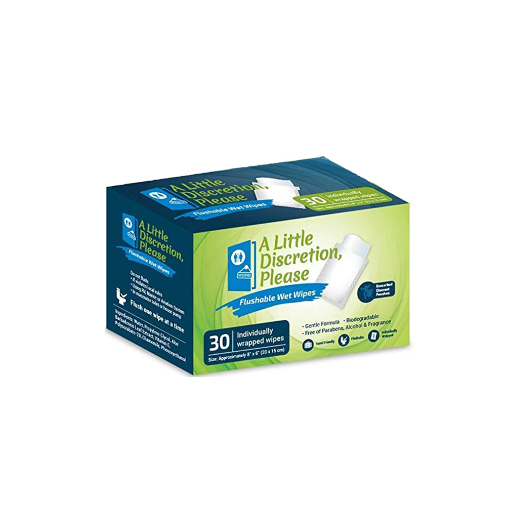 ADP-植萃精華柔膚拋棄式可分解環保型獨立包裝濕紙巾-無香30入/盒(外出便