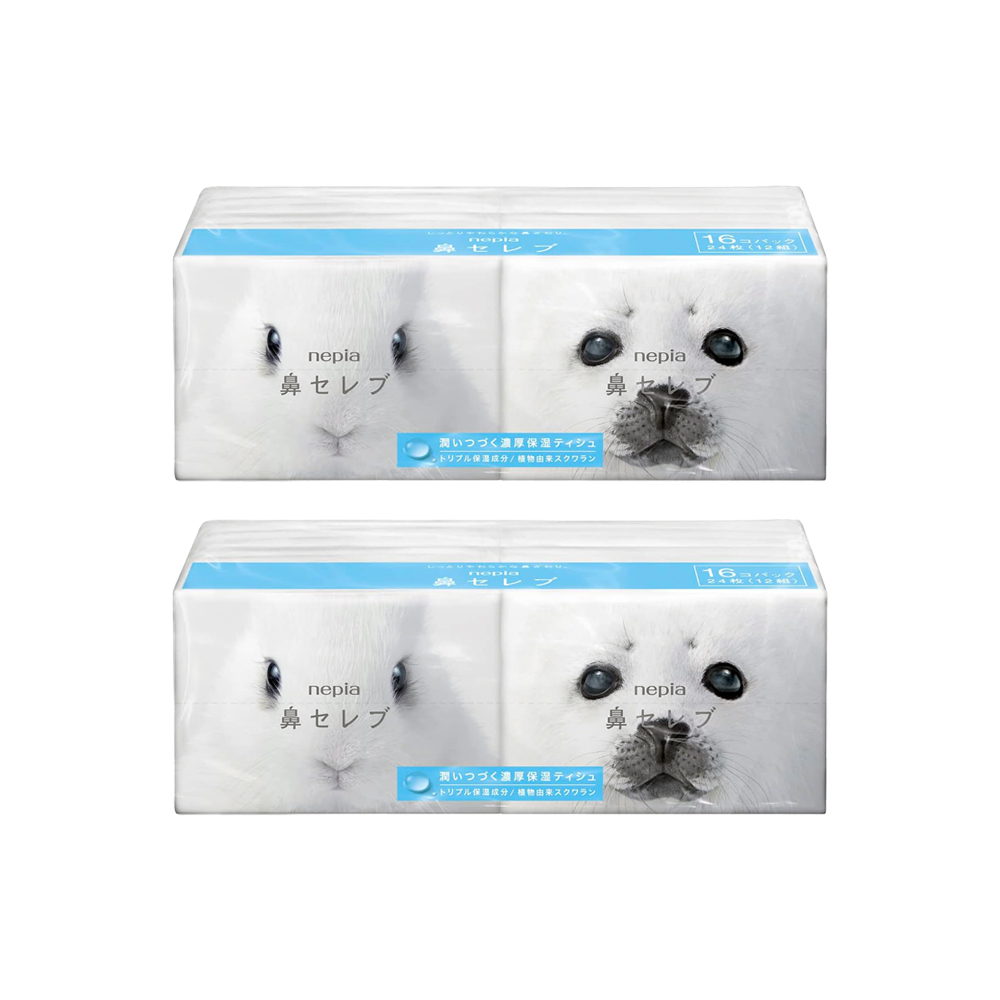 (2袋32包超值組)日本Nepia王子-鼻貴族超柔軟滋潤保濕型雙層袖珍面紙12抽x1