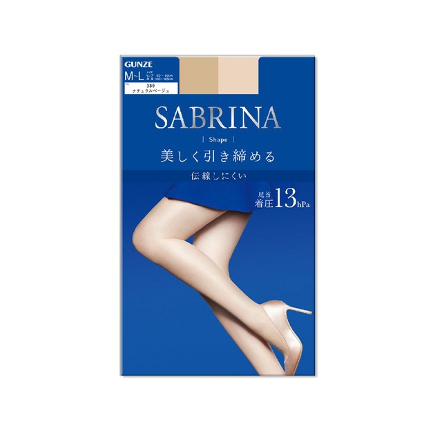 日本GUNZE SABRINA-分段加壓顯瘦服貼透氣薄絲褲襪ML號1入/袋-藍袋389膚色