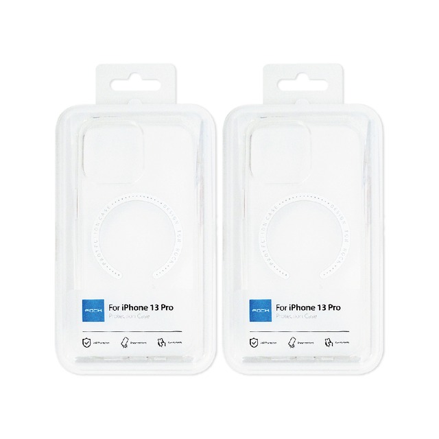 (2盒組) ROCK洛克-包邊防摔透明手機殼1入(支援MagSafe磁吸無線充電器)-Iphone