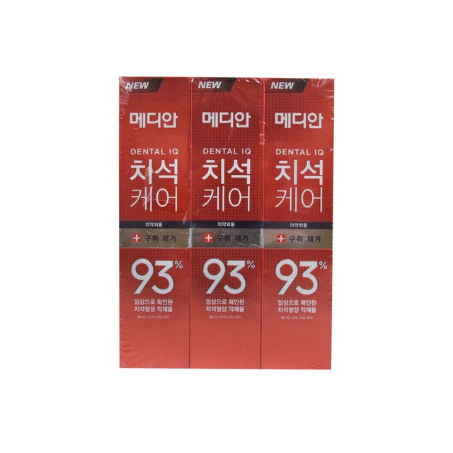 (3盒組)韓國MEDIAN麥迪安-93%強效除牙垢潔牙防蛀護齦含氟牙膏120g/盒-牙垢