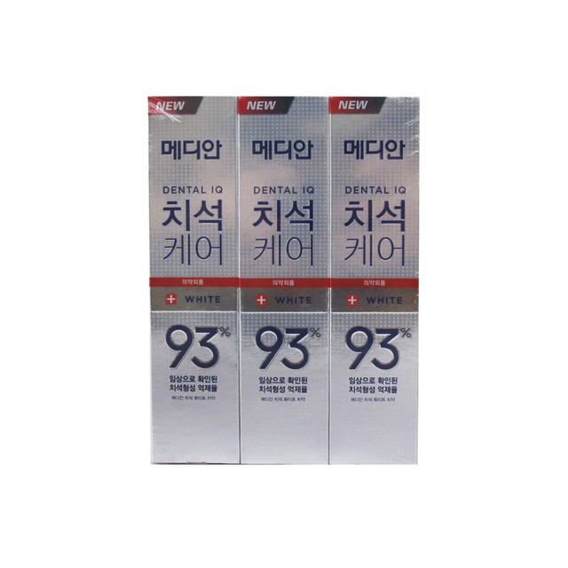 (3盒組)韓國MEDIAN麥迪安-93%強效除牙垢潔牙防蛀護齦含氟牙膏120g/盒-亮白