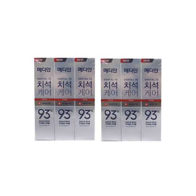 (6盒組)韓國MEDIAN麥迪安-93%強效除牙垢潔牙防蛀護齦含氟牙膏120g/盒-亮白