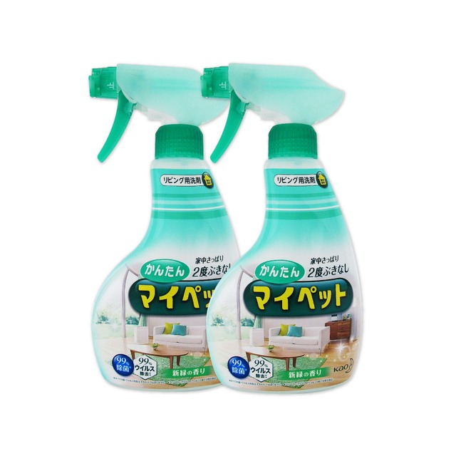 (2瓶組)日本KAO花王-家具地板噴霧去污消臭萬用清潔劑400ml/瓶-綠茶香(淺綠