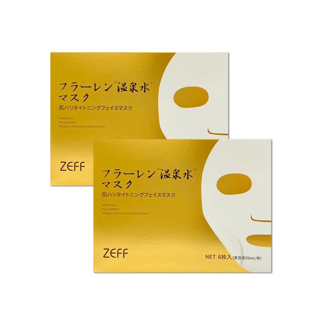 (2盒組)日本ZEFF-臉部肌膚緊緻彈潤高保濕溫泉水黃金抗糖面膜6片/金盒(㊣