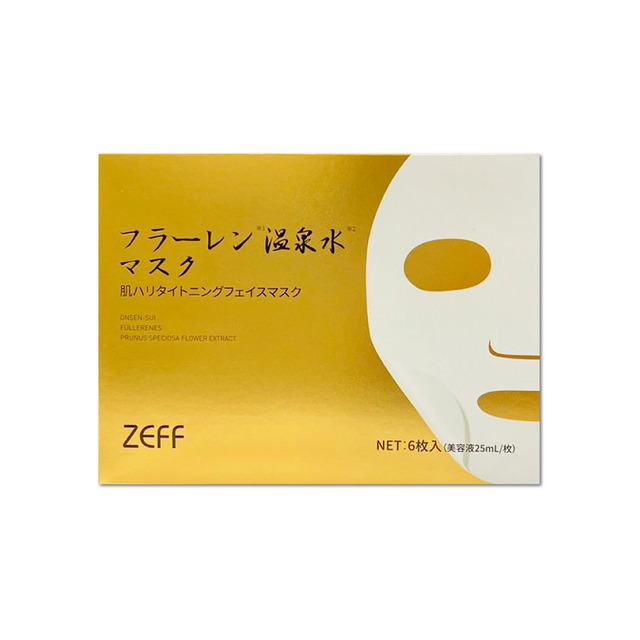 日本ZEFF-臉部肌膚緊緻彈潤高保濕溫泉水黃金抗糖面膜6片/金盒(㊣原廠正