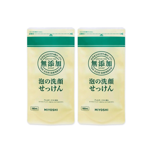(2袋組)日本MIYOSHI無添加-純皂溫和保濕潔顏慕絲洗顏乳補充包180ml/袋(不含