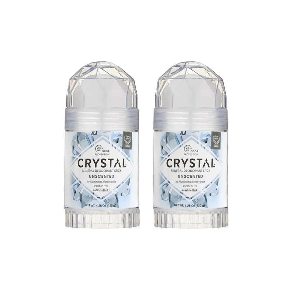 (2條超值組)美國CRYSTAL-長效淨味礦物鹽身體固體除臭棒-無香款120g/條*2條(