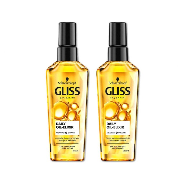 (2瓶組)德國Schwarzkopf施華蔻-GLISS滋養柔順免沖洗修護髮油75ml/瓶
