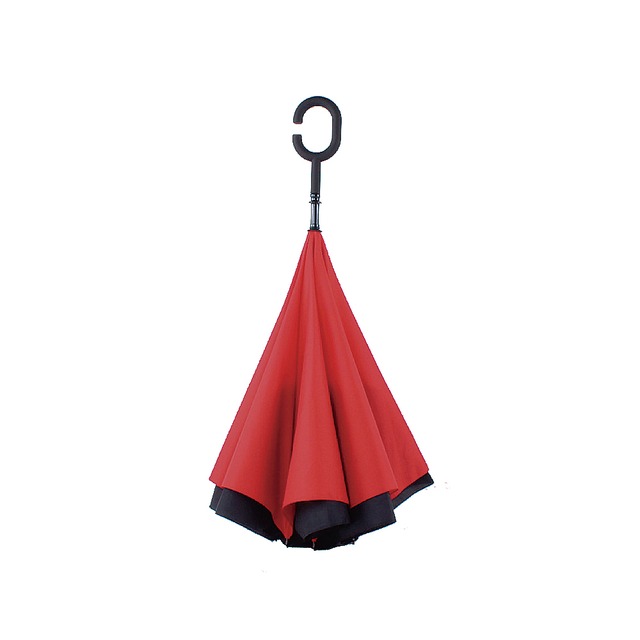 生活良品-C型手動反向傘1支(反向傘 晴雨傘 直立傘 長柄傘)－ 紅色