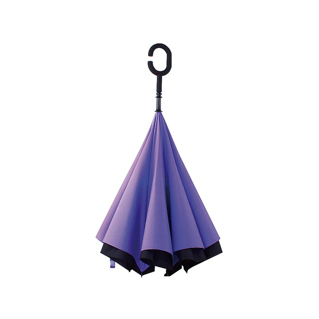 生活良品-C型手動反向傘1支(反向傘 晴雨傘 直立傘 長柄傘)－ 紫色