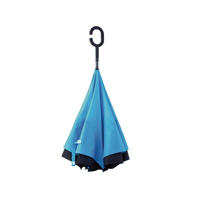 生活良品-C型手動反向傘1支(反向傘 晴雨傘 直立傘 長柄傘)－ 藍色