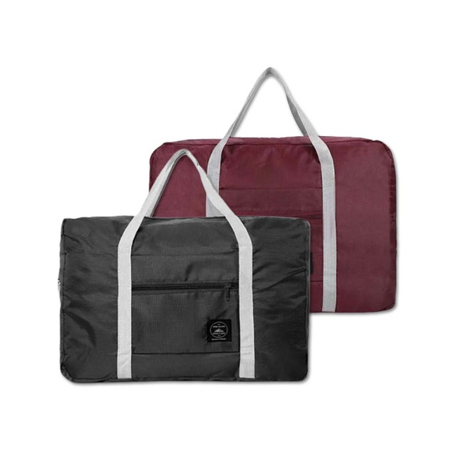 (2袋組)生活良品-韓版超大容量摺疊旅行袋飛機包1入/袋(戶外收納袋)-黑色
