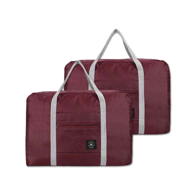 (2袋組)生活良品-韓版超大容量摺疊旅行袋飛機包1入/袋(戶外收納袋)-酒紅