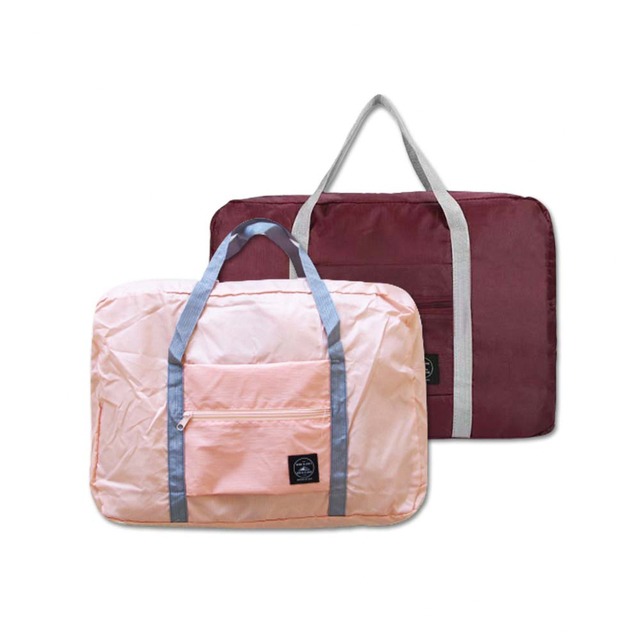 (2袋組)生活良品-韓版超大容量摺疊旅行袋飛機包1入/袋(戶外收納袋)-淡粉