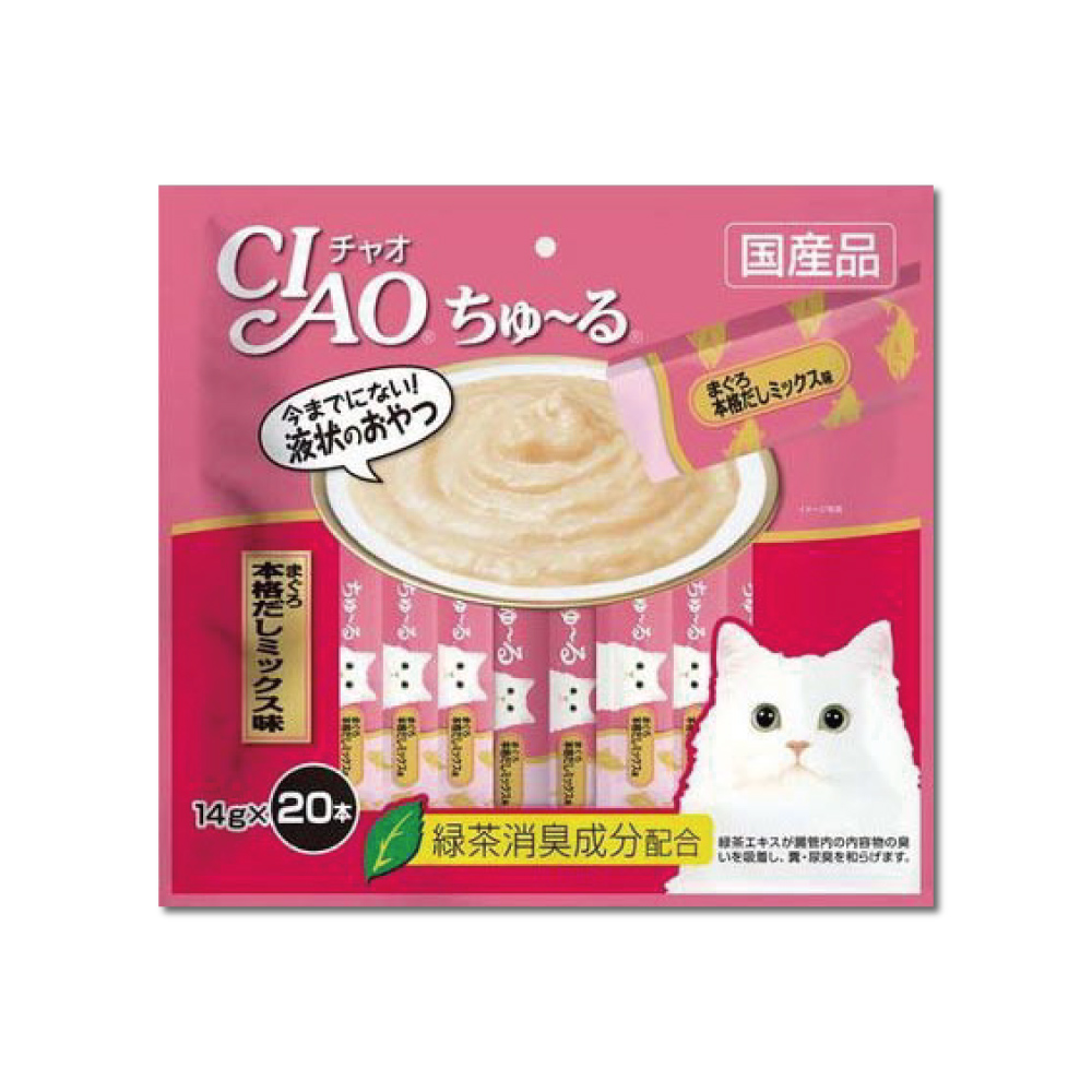 日本CIAO-啾嚕貓咪肉泥寵物補水幫助消化液狀零食營養流質點心20入/袋－