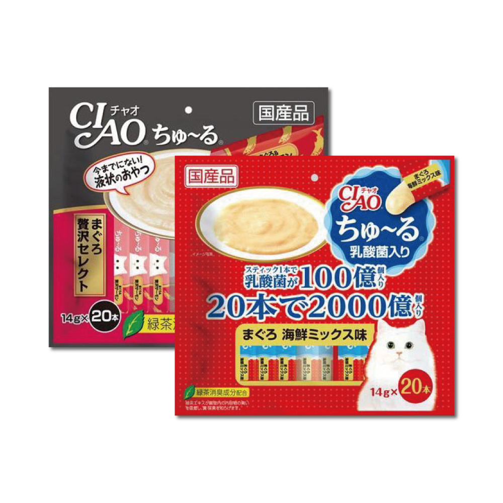 (2袋超值組)日本CIAO-啾嚕貓咪肉泥寵物補水消化營養流質點心零食20入/袋