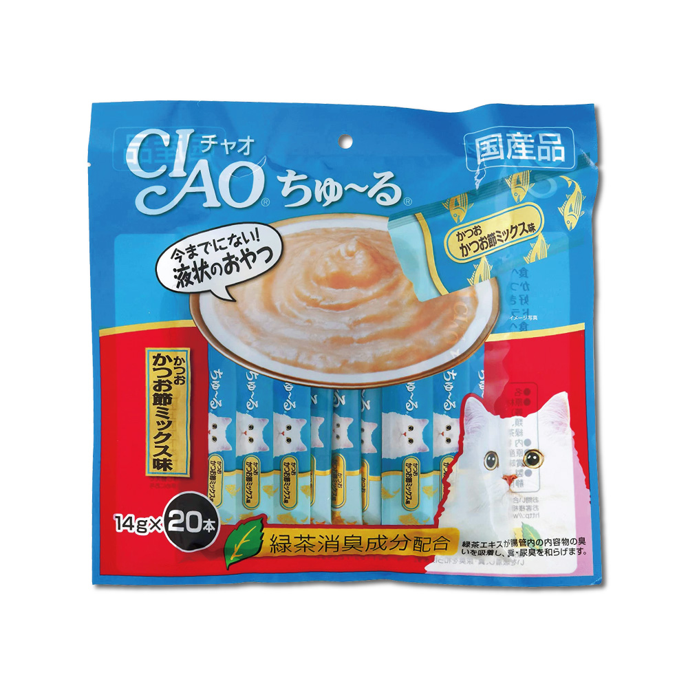 日本CIAO-啾嚕貓咪肉泥寵物補水幫助消化液狀零食營養流質點心20入/袋－