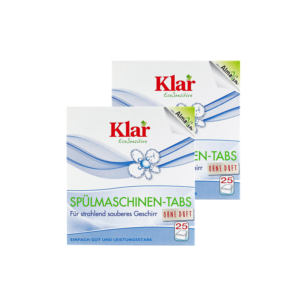 (2盒50錠超值組)德國Klar-無磷植萃酵素檸檬酸分解油污水垢洗碗機專用洗